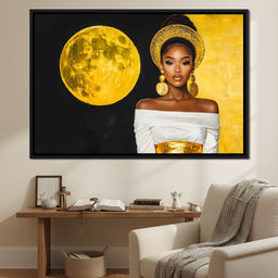 Golden Moon Goddess Portrait - NicheCanvas