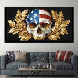Patriot Skull Gold Laurel Glory - NicheCanvas