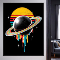 Retro Galactic Rainbow Saturn - NicheCanvas