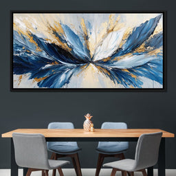 Blu, White & Gold Abstract Explosion - NicheCanvas