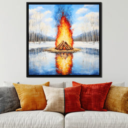 Winter Flames Reflecting - NicheCanvas