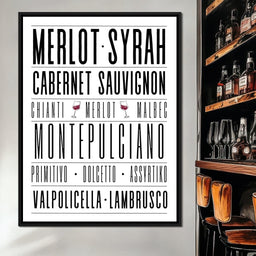 Wine Lover Varietal Typography - NicheCanvas
