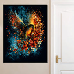 Flaming Phoenix Floral Burst - NicheCanvas