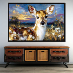 Golden Fawn Sunset Meadow - Neal Hackett - NicheCanvas