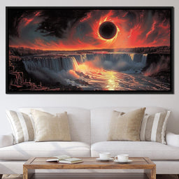 Eclipse Over Cascading Waters - NicheCanvas