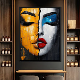Dual Tones Modern Portrait Face - NicheCanvas