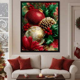 Festive Pine Holly Joyful Noel - NicheCanvas