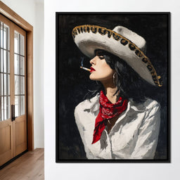 Sombrero Smoke Noir Portrait - NicheCanvas