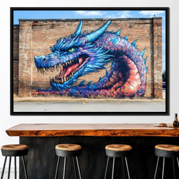 Street Art - Dragon's Fiery Majesty - NicheCanvas