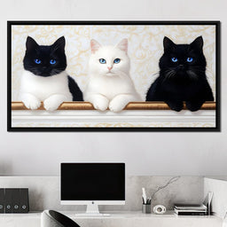 Trio of Curious Feline Friends - NicheCanvas