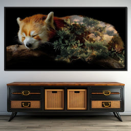 Sleeping Red Panda Forest Dream - NicheCanvas