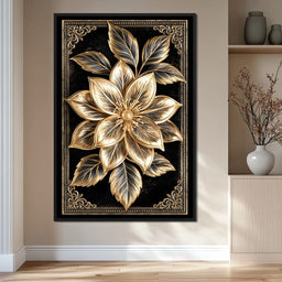 Gilded Petals on Obsidian Fields - NicheCanvas