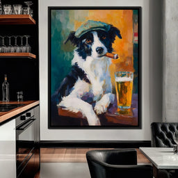 Cigar Dog Pub Portrait Oil - NicheCanvas