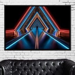 Neon Velocity Through The Infinite Corridor - NicheCanvas