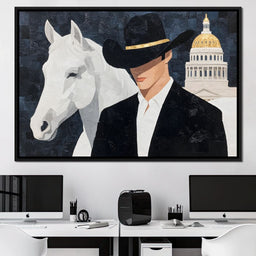 Capitol Cowboy With Noble Steed - NicheCanvas