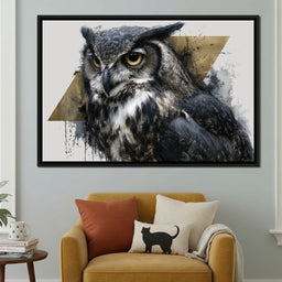 Golden Eyed Owl Portrait - NicheCanvas