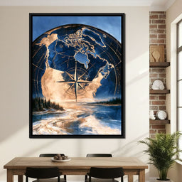 Northern Compass Over Frozen Tundra - NicheCanvas