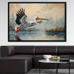Ethereal Pelican's Graceful Glide - NicheCanvas