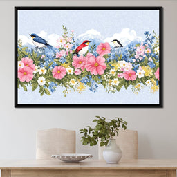 Birds Among Blossoming Peaks - NicheCanvas