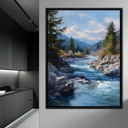 Alpine River Through Pines - NicheCanvas
