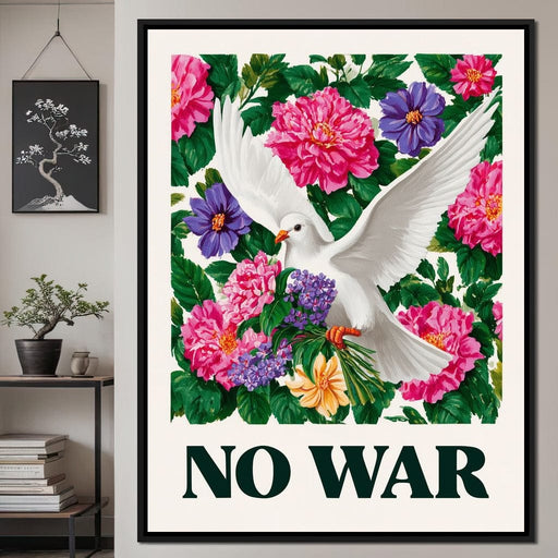 No War Dove Flower Garden Canvas Print