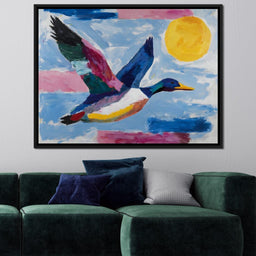 Sunlit Flight of Wild Duck - NicheCanvas
