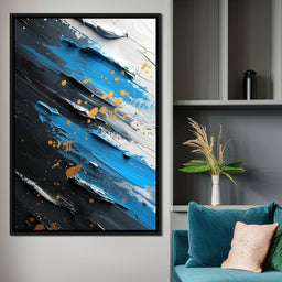 Sapphire Strokes Gold Specks 2 - NicheCanvas