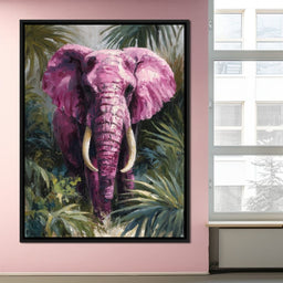 Magenta Elephant Jungle Glory - NicheCanvas