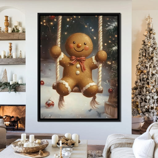 Gingerbread Joyful Holiday Swing Canvas Print