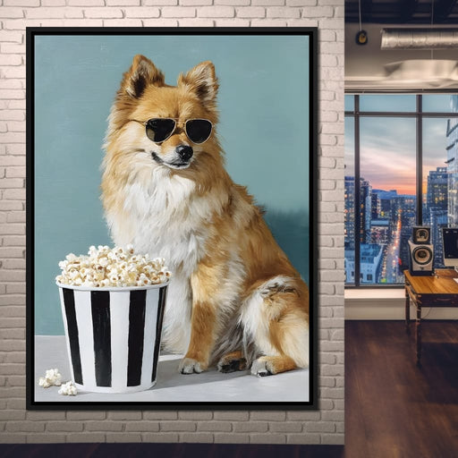 Cool Pomeranian Popcorn Night Canvas Print