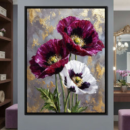 Gold Leaf Poppy Garden Glow - NicheCanvas