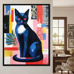 Midnight Feline Neon Collage - NicheCanvas