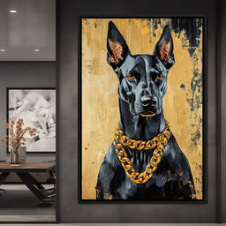 Bold Dog in Gold - NicheCanvas