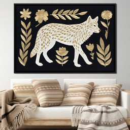 Golden Flora Wolf Night Walk - NicheCanvas