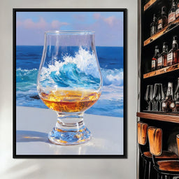 Ocean Wave Whisky Glass Stillness - NicheCanvas