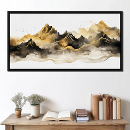 Golden Misty Peaks Panorama - NicheCanvas