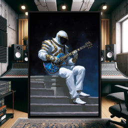 Celestial Guitarist on Lunar Steps - NicheCanvas