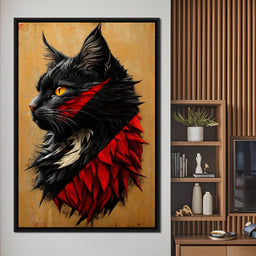 Feline Majesty in Red and Black - NicheCanvas