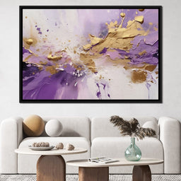 Golden Lavender Abstract Splash - NicheCanvas