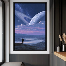Stargazer Under Ringed World - NicheCanvas