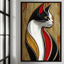 Feline Elegance on Textured Gold - NicheCanvas
