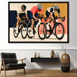 Three Cyclists Chasing The Final Bend - NicheCanvas