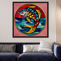Colorful Koi Fish Mosaic Wave - NicheCanvas