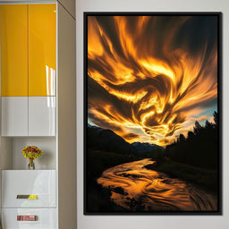 Golden Skies Over River Glow - NicheCanvas