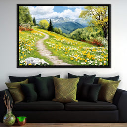 Path Through Floral Meadow - NicheCanvas
