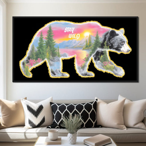 Bear Silhouette Mountain Sunset Canvas Print