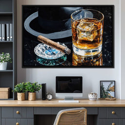 Whiskey Night Silhouette - NicheCanvas