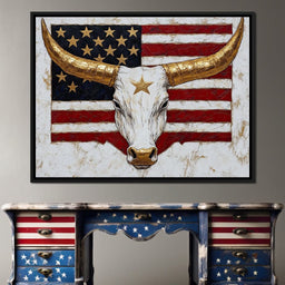 Golden Longhorn Patriotic Pride - NicheCanvas