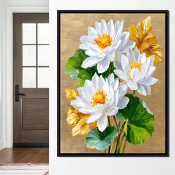 Golden Lotus Dreams Unfold - NicheCanvas