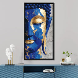 Cobalt Gold Buddha Portrait - NicheCanvas